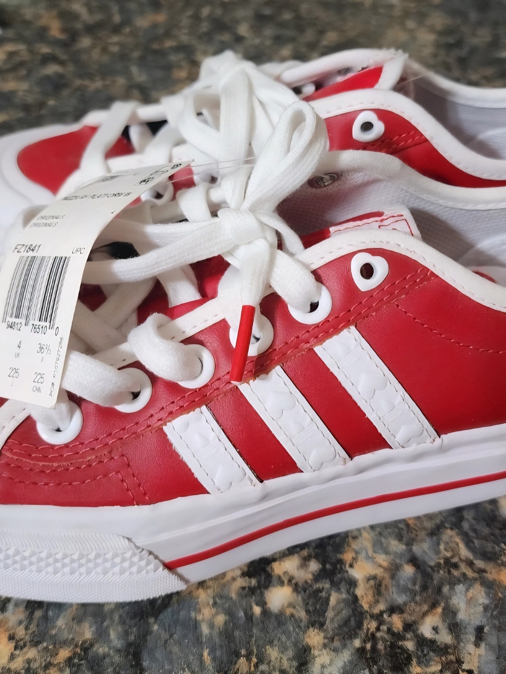 adidas Kids Red and White Low-Top Lace Sneakers